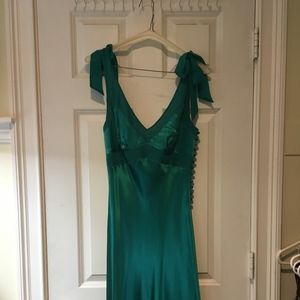 BCBG Jewel Tone Green Silk Dress Size 0